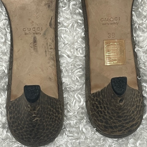 Gucci Leather and GG Canvas Slide Sandals Heels - Picture 8 of 10